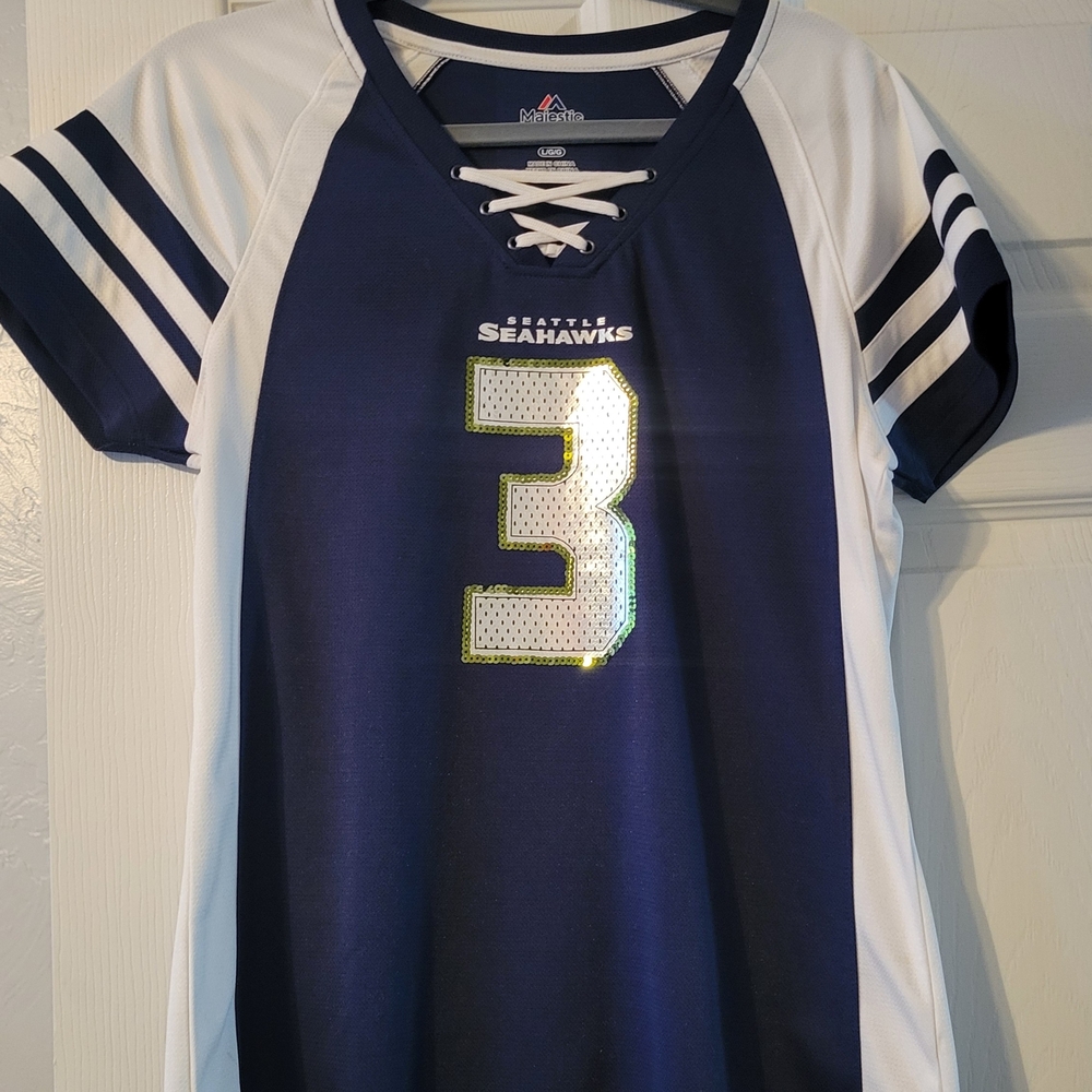 Seattle Seahawks Navy and White Jersey